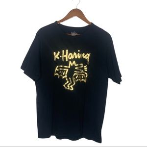 UNIQLO SPRZ NY Keith Haring Golden Flying Dog Men's Large Black T-Shirt